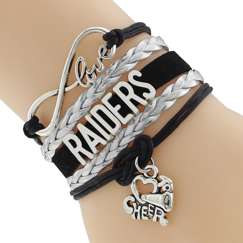 

Classic Infinity Love Raiders Football Team Bracelet Sport Customize Oakland Sport wristband friendship Bracelets F-CTSLB0252