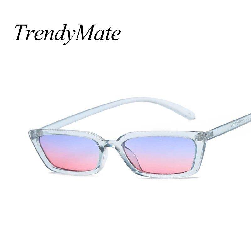 TrendyMate 90S солнцезащитные очки Женские винтажные модные маленькие прямоугольные оправы черные солнцезащитные очки «кошачий глаз» Ретро обтягивающие оттенки 5205M