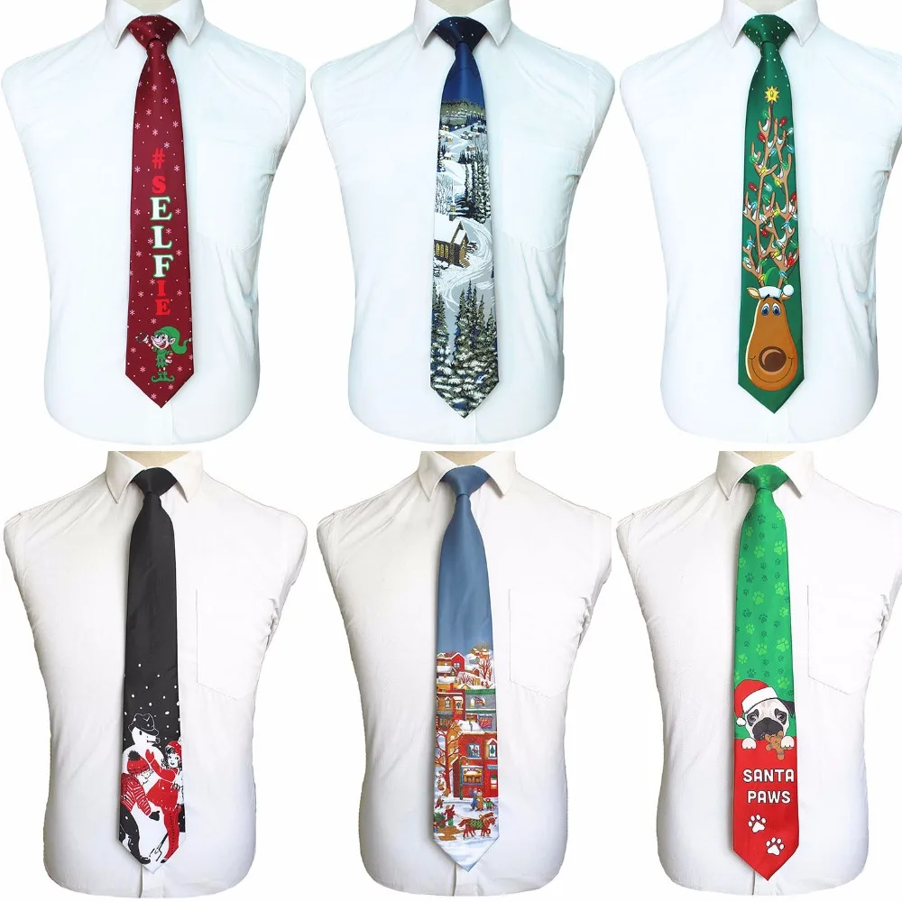 

GUSLESON Quality Print Christmas Tie Men's Fashion 9cm Silk Neckties Helloween Festival Tie Soft Designer Character Necktie Gift