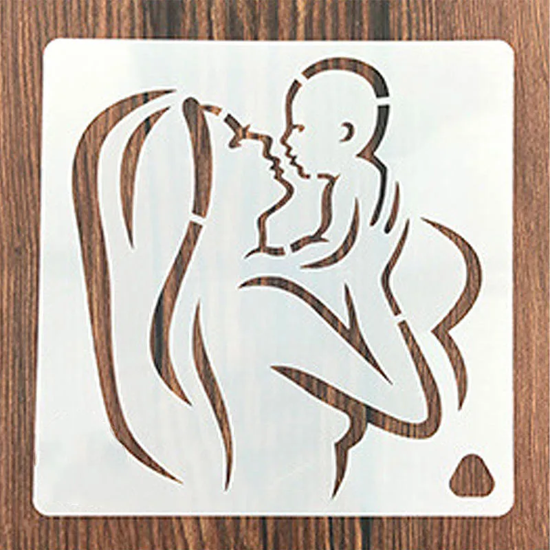 

Mom Kiss Newborn Baby Stencils for DIY Scrapbooking Plastic Handmade Template Crafts Art Diary Decor Painting Spray Tool Card