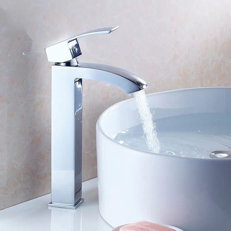 

tower basin sickle bathroom basin faucet hot and cold water tap mixer deck mounted faucets tap