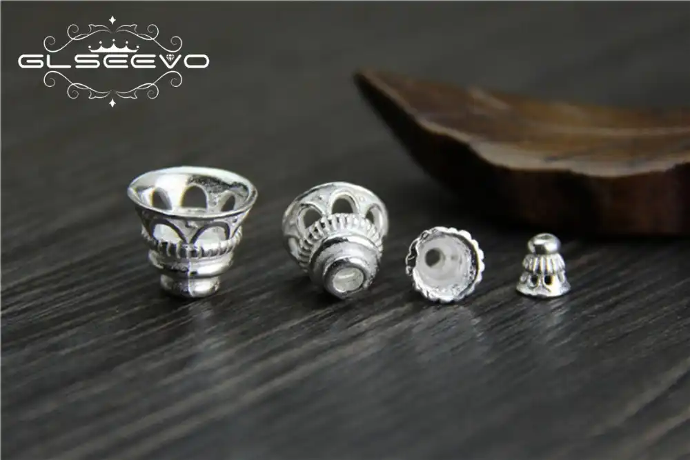 Hollow Bead Cap Jewelry Accessories For Making Jewelry 925 Sterling Silver Tower Bead End Caps XA0556
