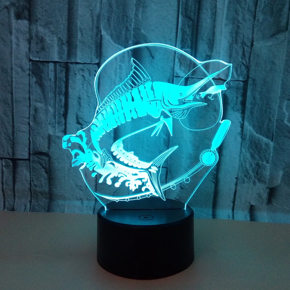 

New Fishing 3d Night Light Carp Remote Control Touch Switch 7 color Touch Table Lamp Lovely cartoon children's toys Table Lamps