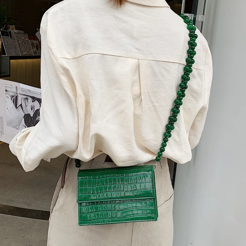 Роскошные дизайнерские женские Сумки из искусственной кожи с каменным узором, украшенные бисером, сумки на плечо, женские квадратные сумки, женская сумка на цепочке