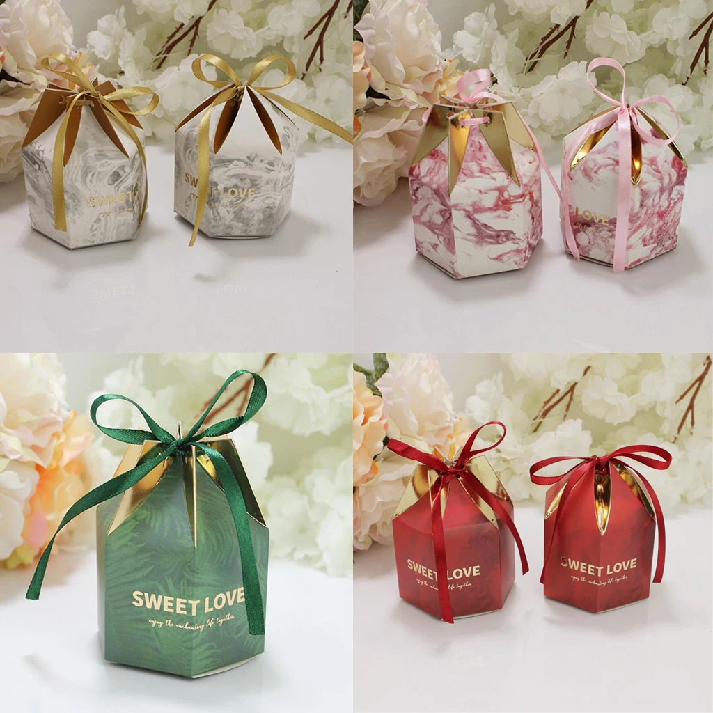New Hot 10pcs Polygon Shape Chocolate Candy Boxes Gift Boxes Birthday Wedding Favors Festial Party Supplies