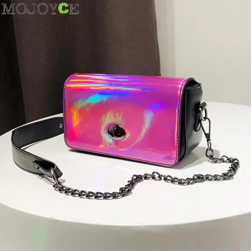 

Holographic Laser Women Messenger Bag PU Leather Handbag Small Chain Shoulder Bag Summer Lock Crossbody Flap Bag Bolsa Feminina