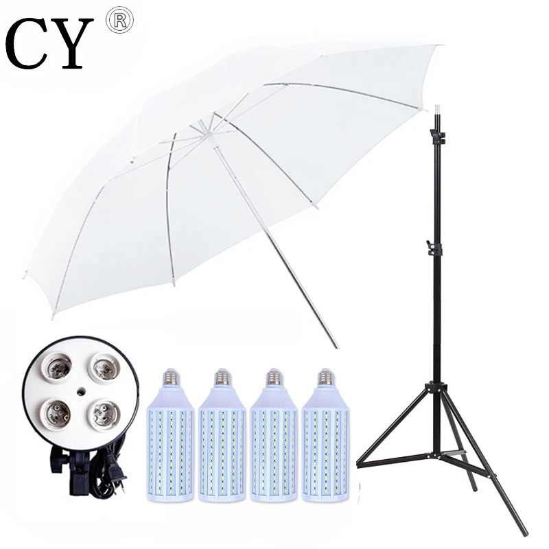 Photo Stand Kit 4pcs 40w LED Light 83CM Studio White Transparent