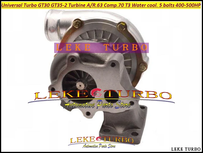 Turbo Turbocharger Universal Turbo GT30 GT35-2 AR .63 Comp. AR .70 T3 Water cooled and Oil cooled outlet 5 bolts 400HP-500HP (5)