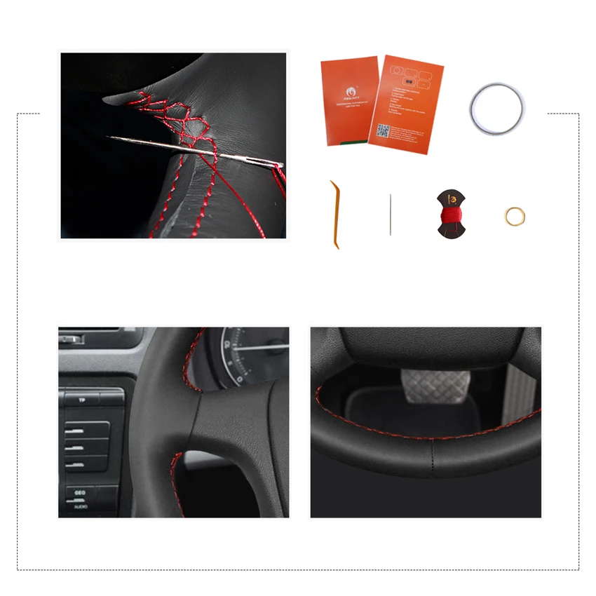 Чехол рулевого колеса автомобиля MEWANT из черной искусственной кожи для Skoda Fabia 2005