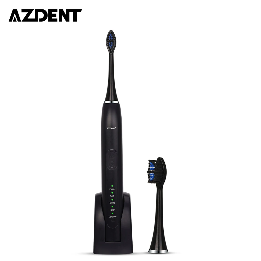 

AZDENT AZ-5 Pro Sonic Electric Toothbrush Rechargeable Ultrasonic Tooth Brushes 2pcs Replacement Heads 5 Modes 2 Minutes Timer