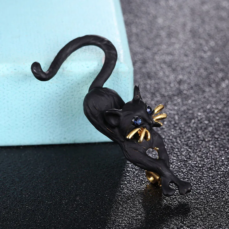 

Zlxgirl fashion Men jet color cat Brooches Enamel Jewelry Kids Gifts Women Girls Clothes Scarf pins accessory free shipping