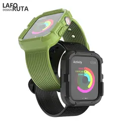 Laforuta Мягкий силиконовый чехол ремешок для Apple Watch Series 4 Sport Duty противоударный ремешок для iwatch 44 мм 40 с защитный чехол