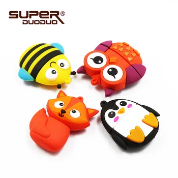 

Cheap pendrive Owl/Bee/Fox/Penguim cartoon Usb Flash Drive 4gb 8gb 16gb 32gb 64gb 128gb pen drive flash usb stick memoria usb