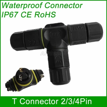 

T Connector T type 2 pin 3 pin 4 pin IP67 Waterproof cable Connector Electrical wire quick plug Screw outdoor Lighting 1 unit