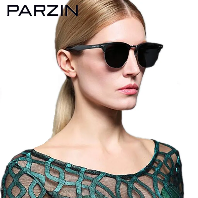 PARZIN Для женщин поляризованных солнцезащитных очков Для мужчин Ретро солнцезащитные очки мужские солнцезащитные очки с Чехол 8029