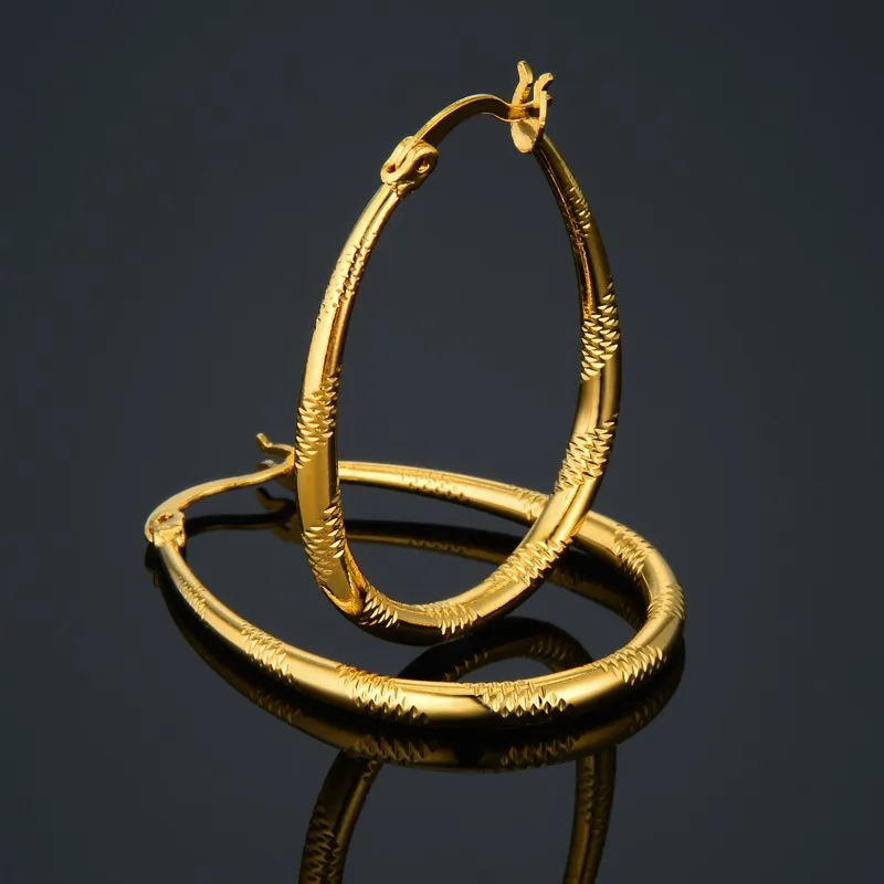 Womens Jewellery Vintage Round Loop Femme Earrings For Women Wholesale Gold Color Creole Circle ...