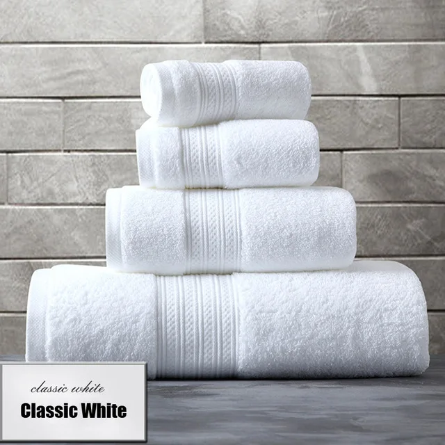 42 набор хлопковых полотенец сплошной цвет большое плотное полотенце для душа Ванная комната ручной душ полотенца для дома и гостиниц для взрослых - Цвет: Classic White