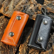 Разноцветный ретро повседневный кожаный ключ бумажник черный верблюжий кофейный цвет Автомобильный ключ чехол винтажный Автомобильный ключ сумка новое поступление