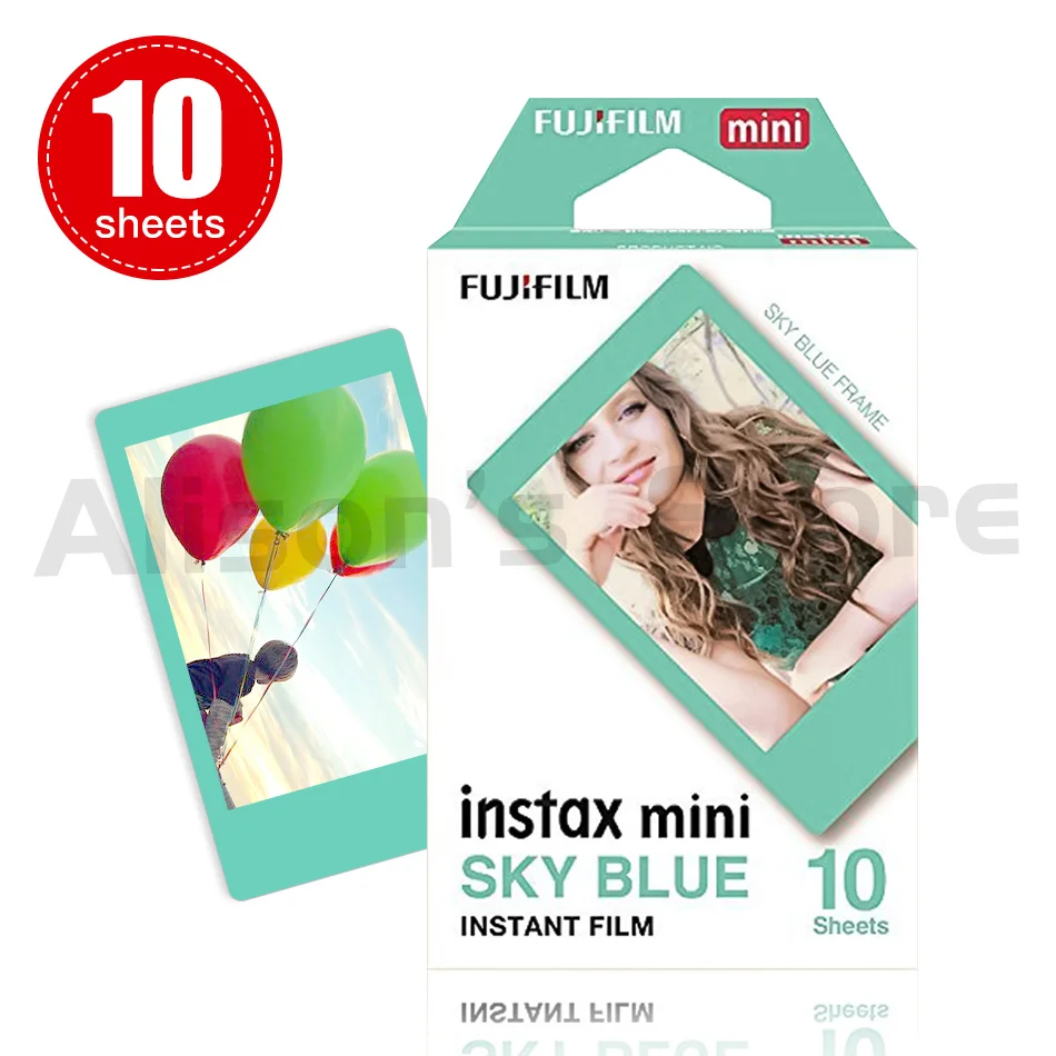 Пленка моментальной печати Fujifilm Instax Mini небесно-голубой 10+ черная рамка 10+ Монохромный 10+ двойной белый край для 20 90 8 70 7s 50s 25 - Цвет: 10 Sheets