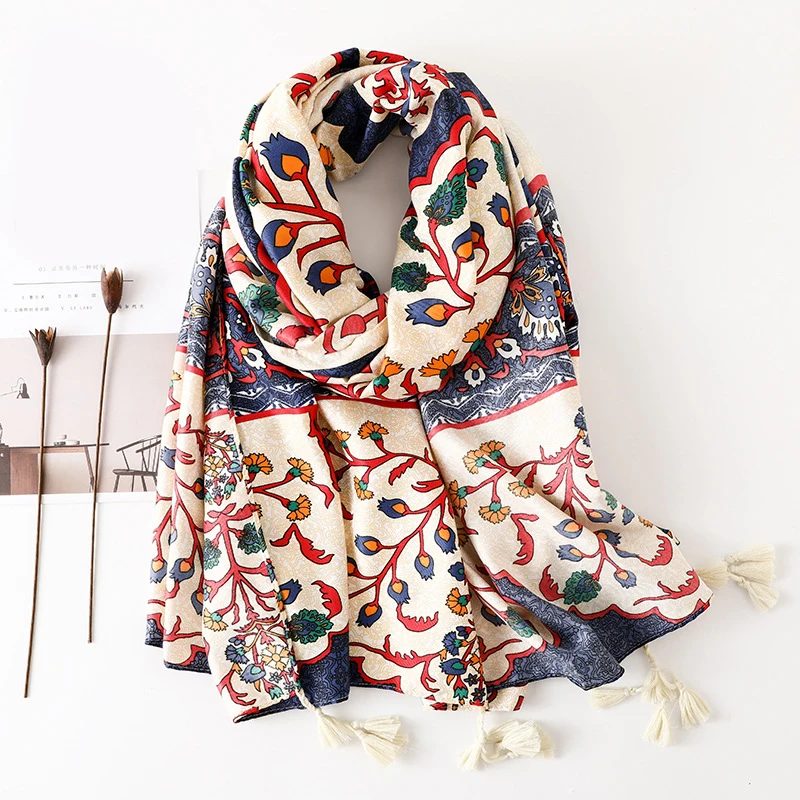

SUMEIKE 2018 Women Autumn Winter printing Scarf Luxury Warm Linen And Cotton Fashion Female Multi-purpose Autumn Winter Shawl