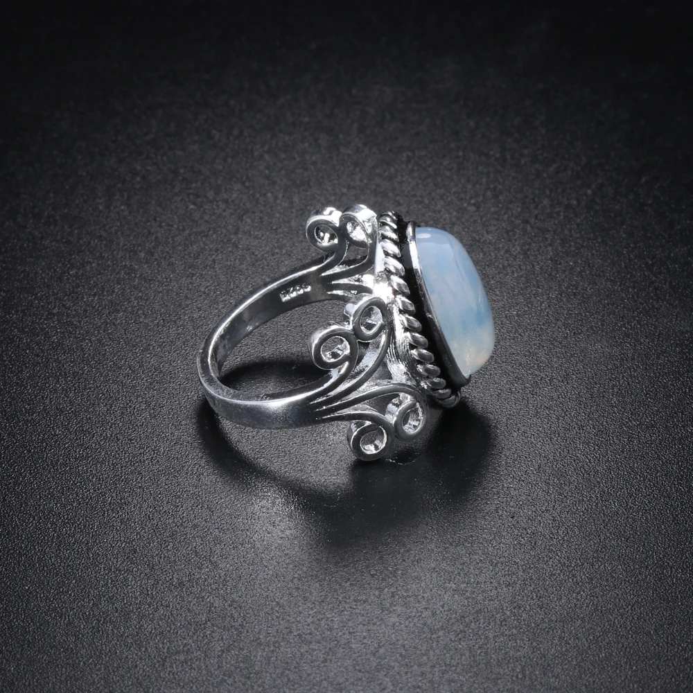 1 шт. античное женское кольцо Винтаж Бохо Тибетский Овальный натуральный кристалл милое Белое кружево для женщин ювелирные изделия
