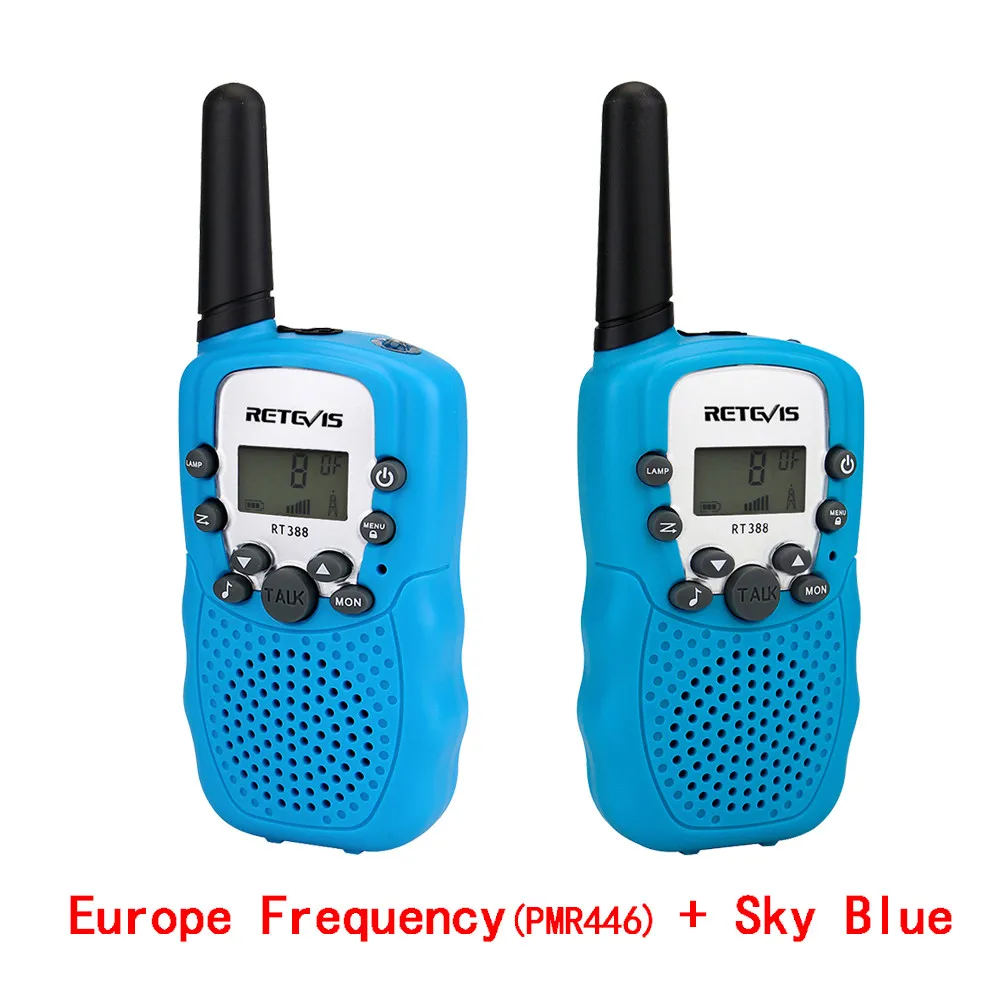 EU Freq and Sky Blue 2 шт. Retevis RT388 детская рация детская игрушка радио 0,5 Вт ПМР PMR446 ФРС VOX фонарик 2 портативных радиостанций КВ трансивер - Цвет: EU Freq and Sky Blue