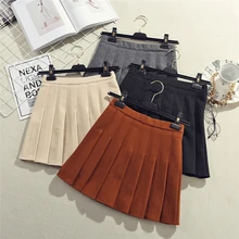 Новые осенне-зимние модные шерстяные плиссированные юбки женские элегантные мини юбки с завышенной талией тонкие элегантные клетчатые трапециевидные юбки женские Mw466