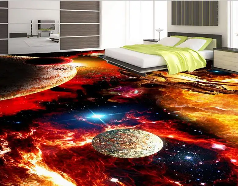 

Custom High quality 3D Floor Wallpaper Modern Cosmic galaxy 3D Floor decals PVC Self-adhesive Wallpaper For Floor