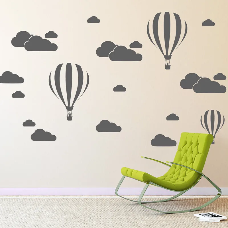 Белые облака и воздушные шары, Детские Виниловые наклейки для детской комнаты, детские наклейки на стену, съемные водонепроницаемые D952
