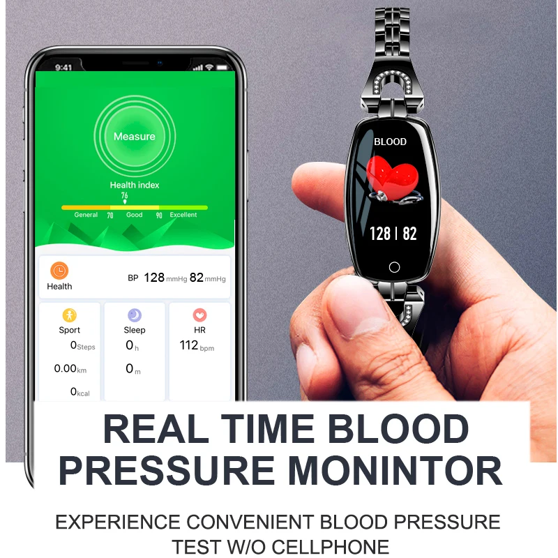 Женские Модные Смарт-часы H8 браслет умные часы с кровяным давлением монитор сердечного ритма фитнес-трекер для IOS Android