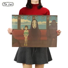 TIE LER Унесенные Призраками Без лица Человек Классический мультфильм пленка крафт-бумага Бар плакат ретро Наклейка на стену декоративная живопись 51,5X36 см