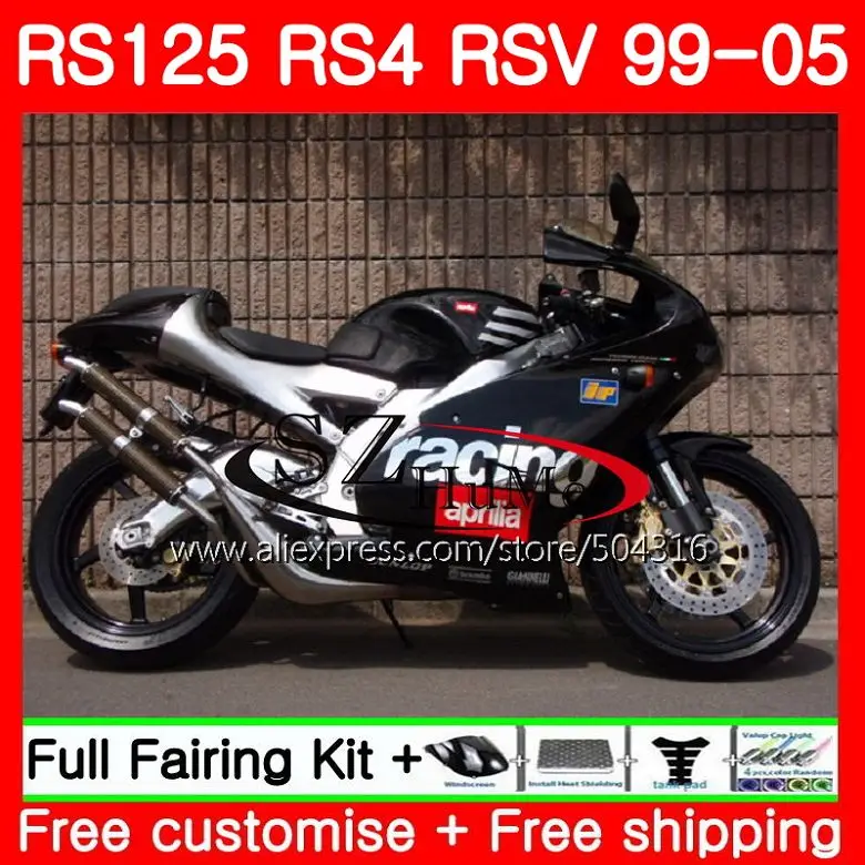 Корпус для Aprilia RS 125 черный 1999 2000 2001 2002 2003 2005 84SH9 RS4 RS-125 RSV125 RS125 99 00 01 02 03 04 05 обтекатели