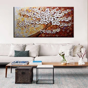 

MUYA large wall pictures for living room flower modern hand painted canvas oil paintings canvas abstract art tree painting