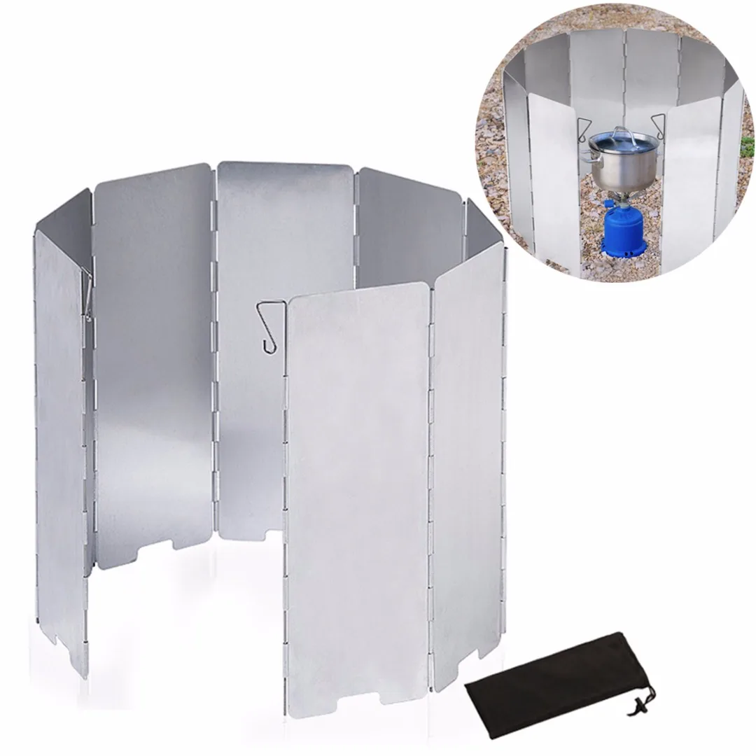 Foldable Outdoor Camping Gas Stove 9 Plates Wind Shield Wind Screen Cooker Picnic BBQ Camping Equipment Aluminium Alloy