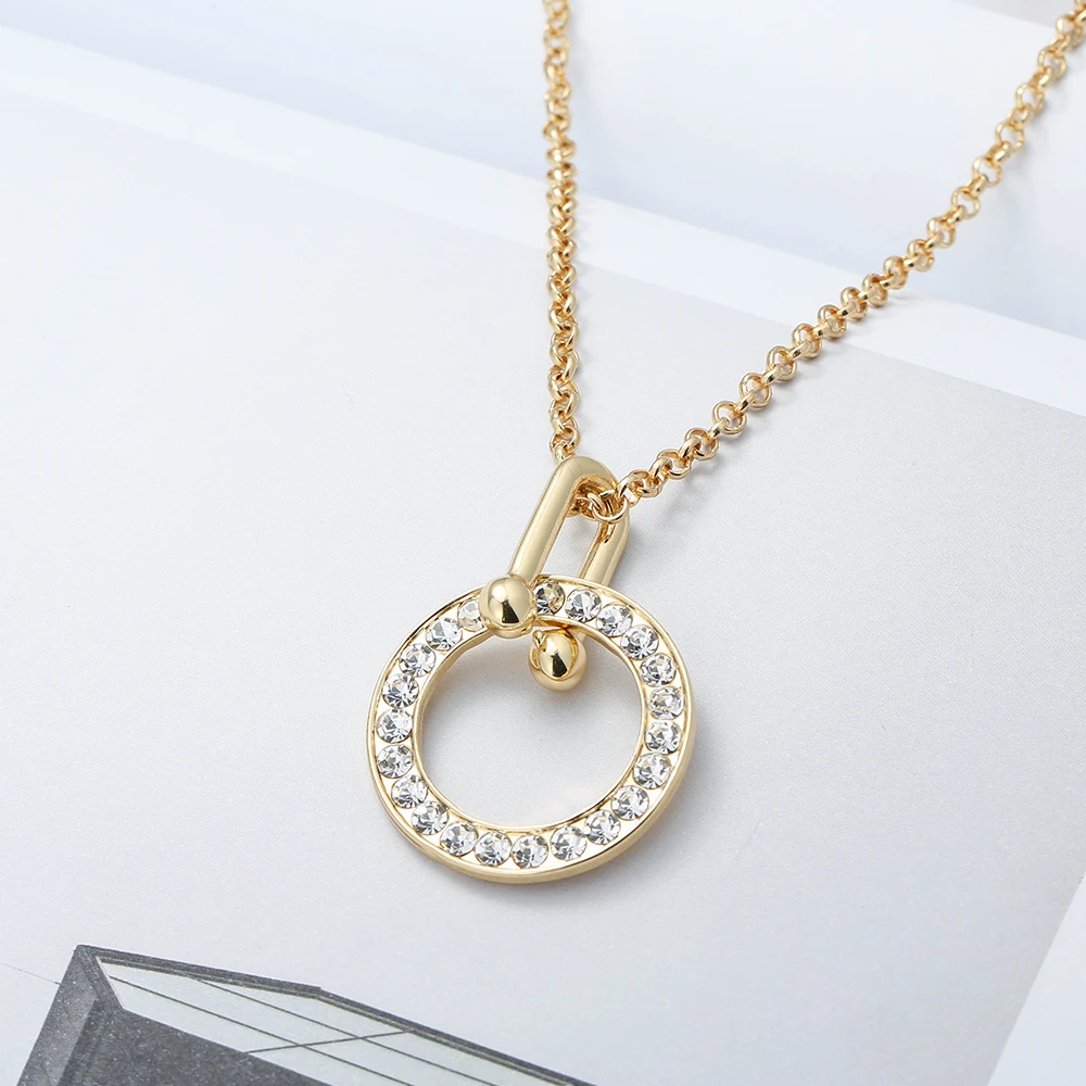 Новые модные женские золотые серебряные большие цепи кристалл кулон ожерелье Изысканный OL дамы блестящие ювелирные изделия для ключицы