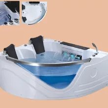 Настенный угловой джакузи акриловый гидрогенмассаж серфинг под водой Красочный Светодиодный светильник двойной человек спа NS3003