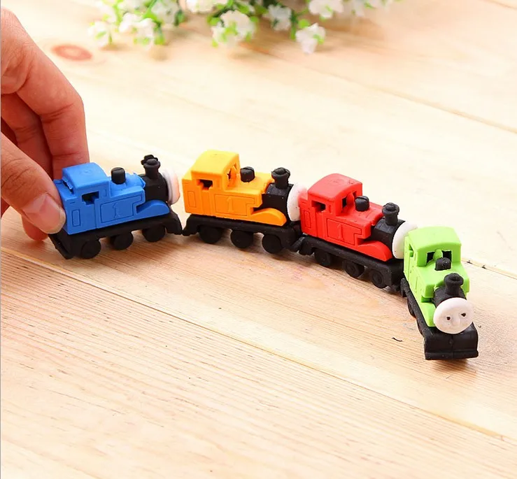Hot Sale Korea Style Cartoon Small Train Erasers School Stationery