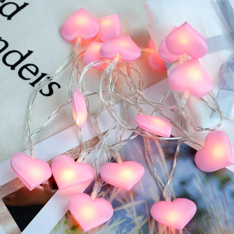 Romantic Pink Light Love Heart 10 LEDs Lantern String Lights holiday
