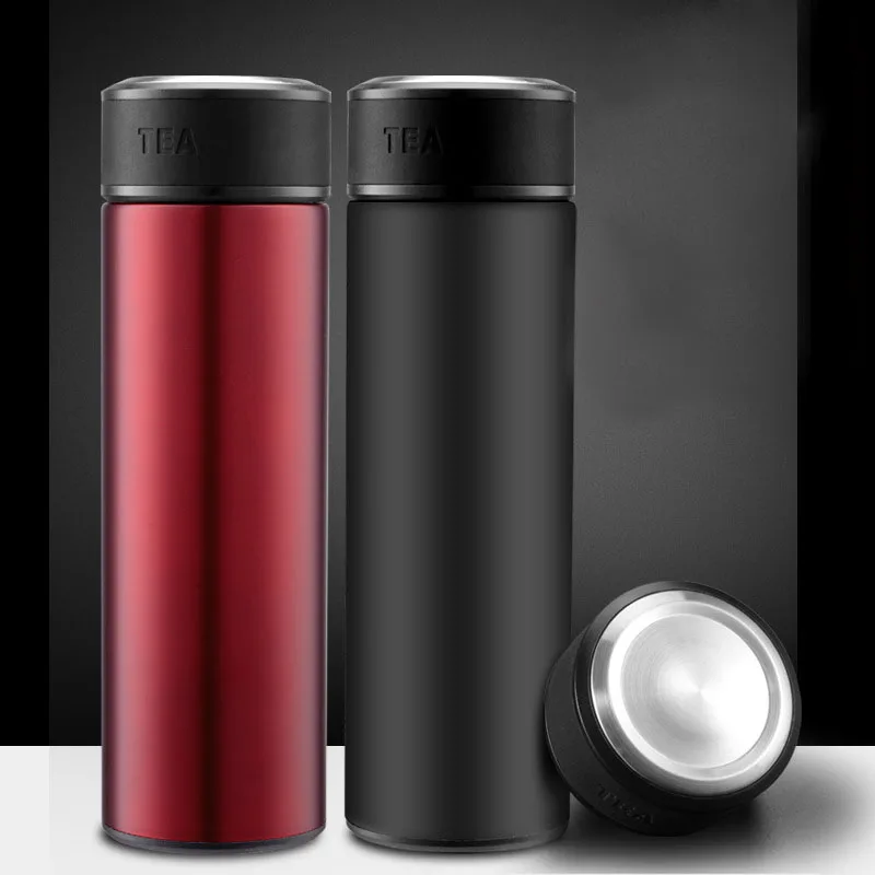 

2019 500ml Insulated Travel auto coffee mug Stainless Steel Thermos cup Water Bottle Vacuum Flasks with tea infuser strainer