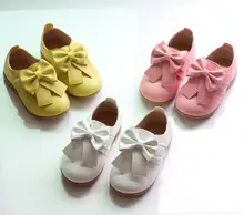 Casual Crianças Sapatos de Cores Doces Botas De Meninas Novas Arco Outono Fahion Tênis De Couro Do Bebê Crianças Macio Único Sapatilhas Tamanho 21-30