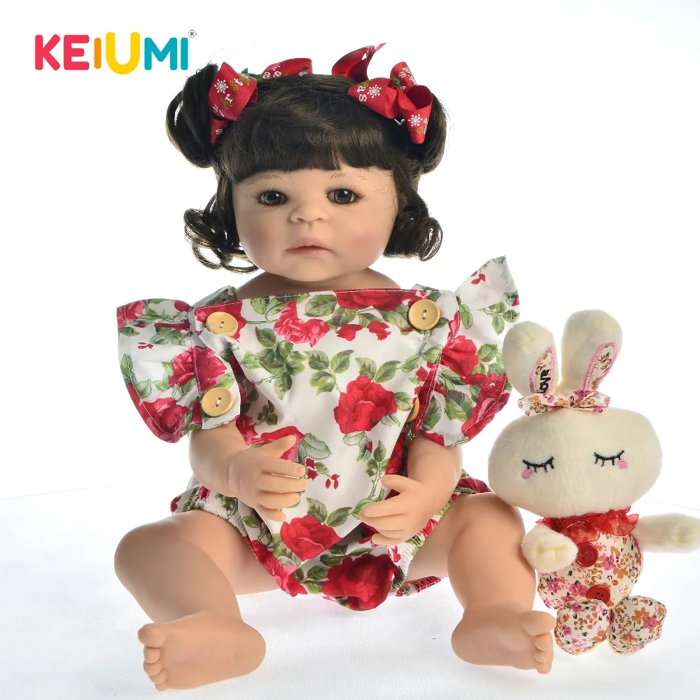 KEIUMI красивые полный корпус силиконовые 22 дюймов Reborn Детские куклы для девочек
