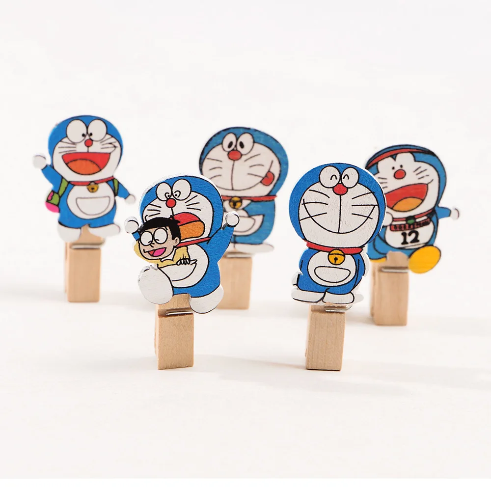 10 шт./лот деревянные зажимы Doraemon для фотографий прищепки бумаги вечерние