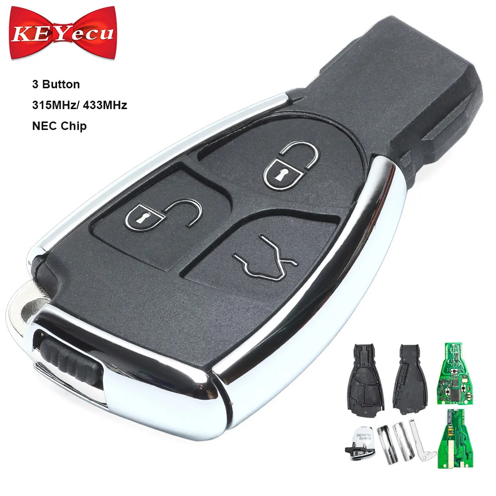 

KEYECU Replacement Smart Remote Car Key Fob 3 Button 315/433MHz NEC Chip for Mercedes-Benz 2000-2014
