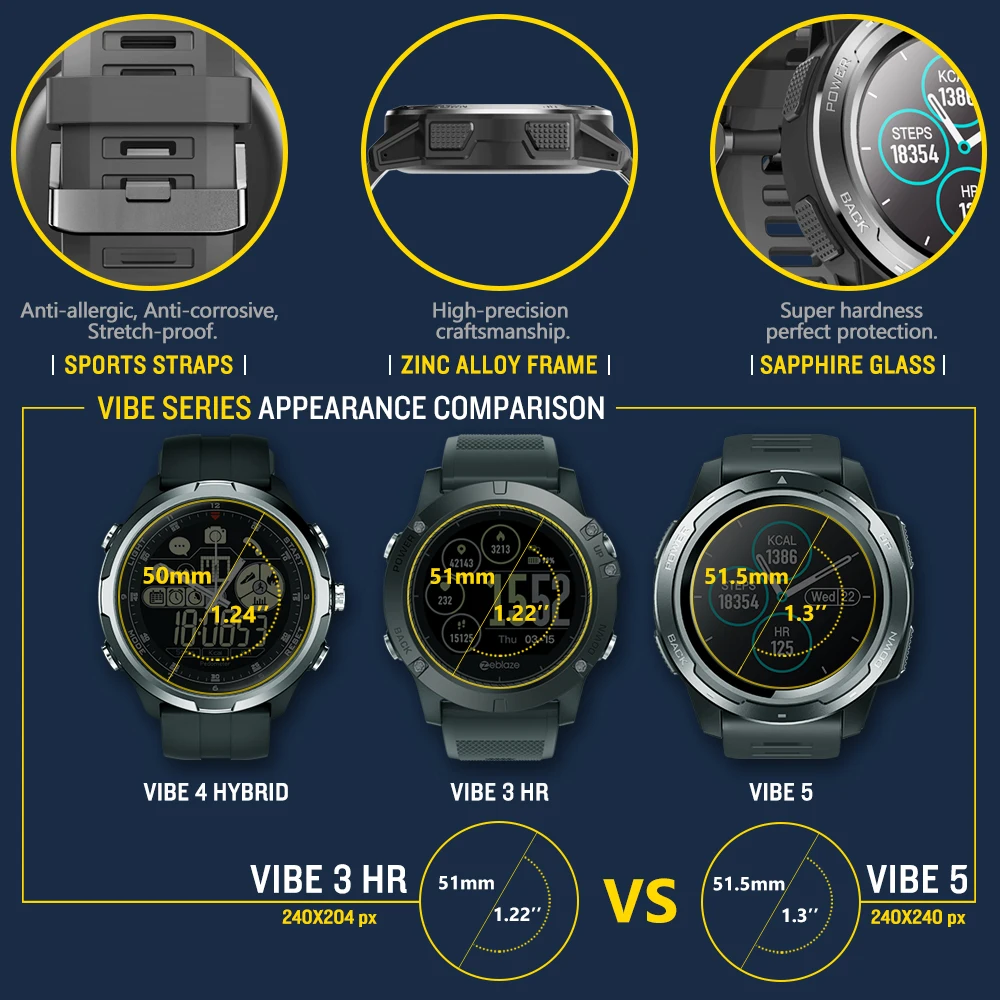 Смарт часы Zeblaze VIBE 5 мужские и женские водонепроницаемые спортивные с фитнес