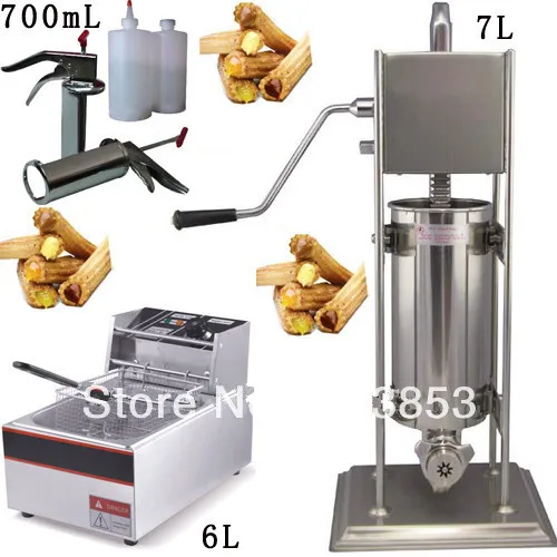 3 in 1 7L Spainish Churro Machine + 6L Deep Fryer + 700ml Churros Filling Machine