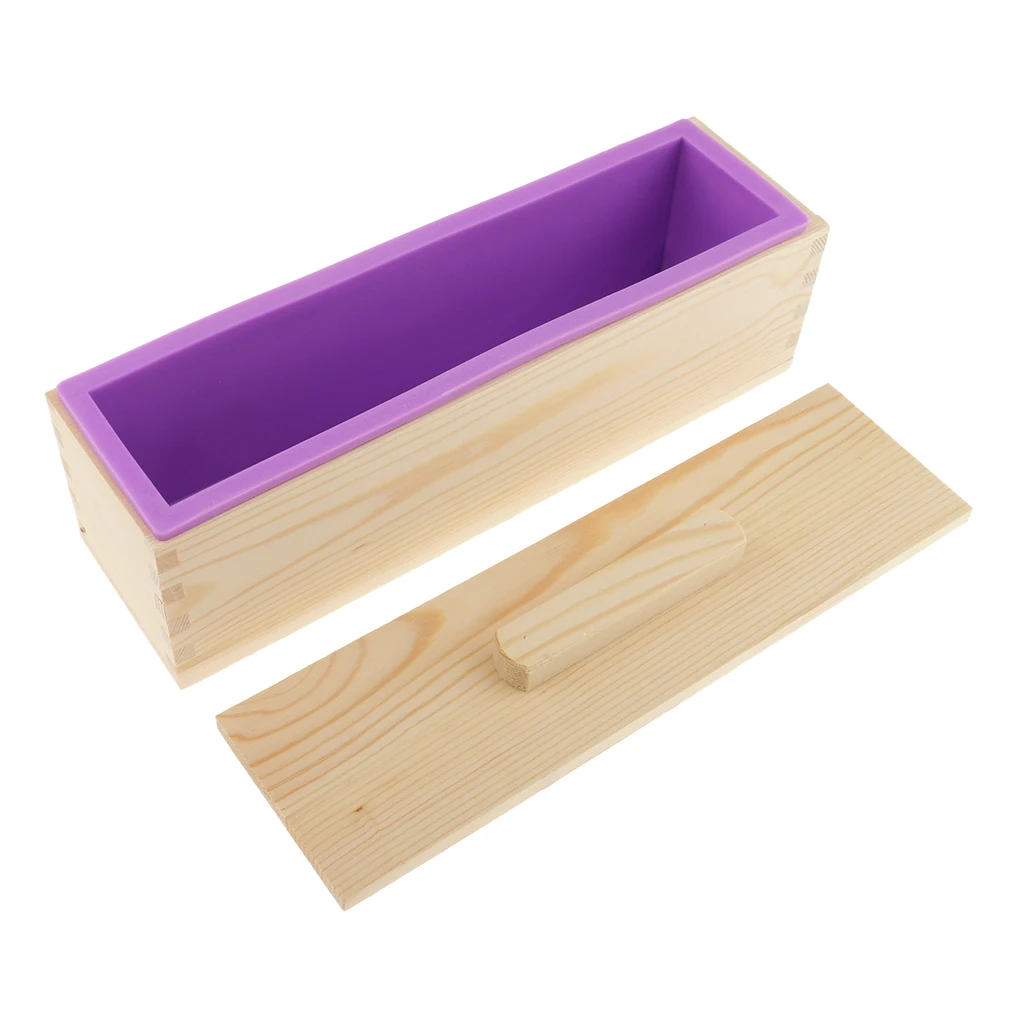 2 Pcs/set Soap Making Multifunctional Soap Cutters with Beveler Wire Slicer + 900ml Silicone Soap Loaf Mould Wood Box with Lid