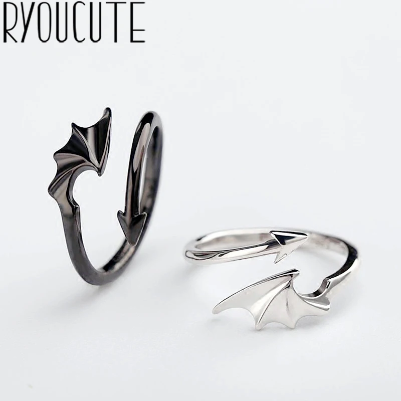 

Punk Vintage Wings Rings for Women 925 Sterling Silver Jewelry Girls Adjustable Size Open Finger Rings