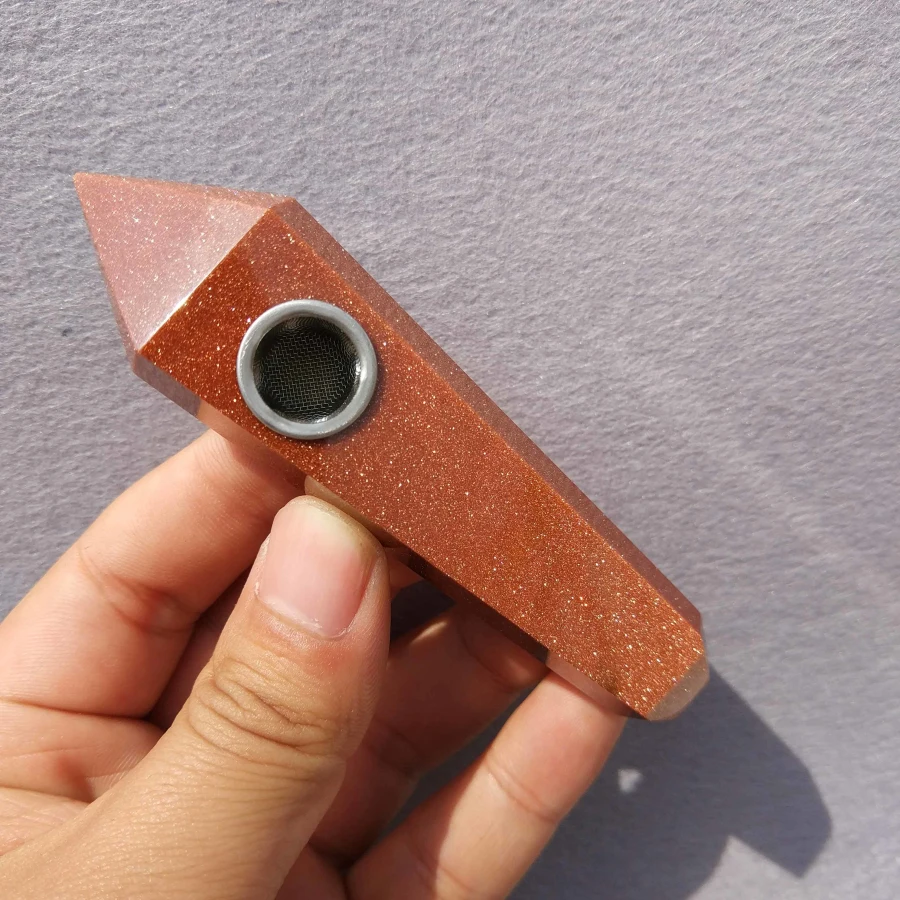 Wholesale-Red-golden-sandstone-crystal-smoking-pipes