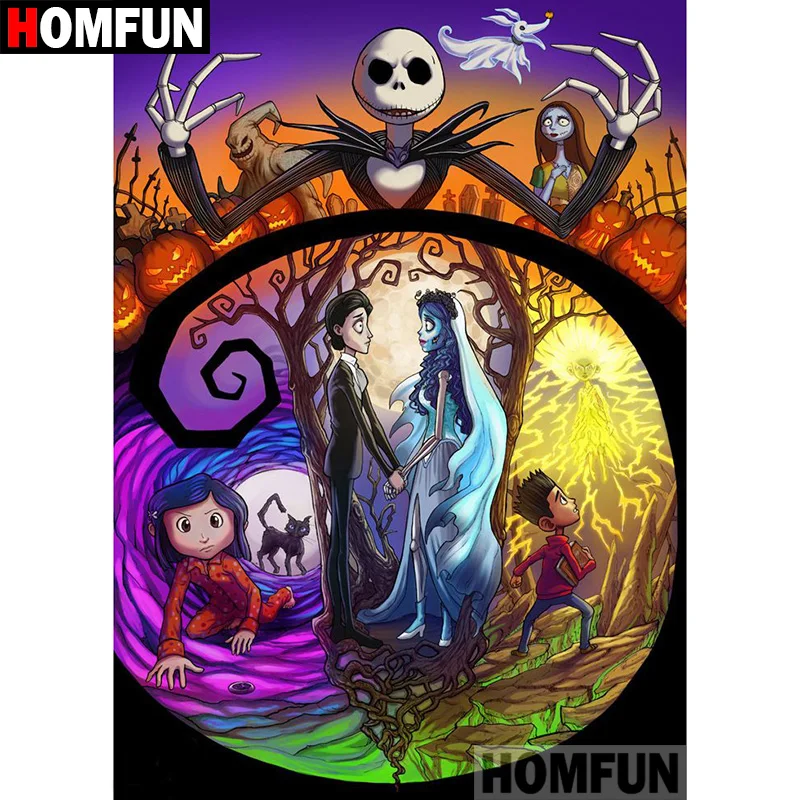 

HOMFUN 5D DIY Diamond Painting Full Square/Round Drill "Cartoon skull" 3D Embroidery Cross Stitch gift Home Decor A01902