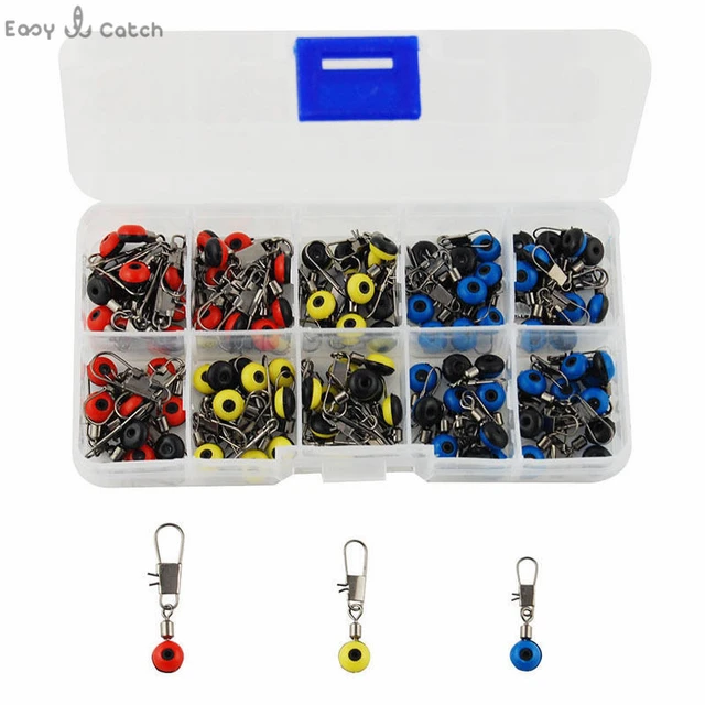 100pcs Big Style Plastic Head Fishing Swivel With Interlock Snap Space Bean  Saltwater Fishing Swivels Connector Set With Box - AliExpress